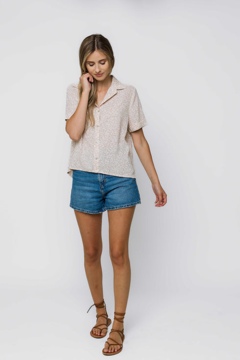 Nina-Roll Cuff Short Sleeve Shirt